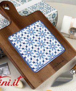 Tagliere Acacia Fiori Blu con Coltellino – 24031 Claraluna