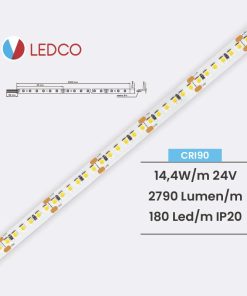 Striscia Led monocolore 14,4 W/MT 24V sl180 ip20 – Ledco