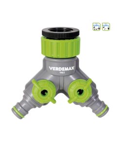 Verdemax Raccordo a Rubinetto con Due Uscite e Connessioni Rapide da 3/4″ e 1″ Femmina